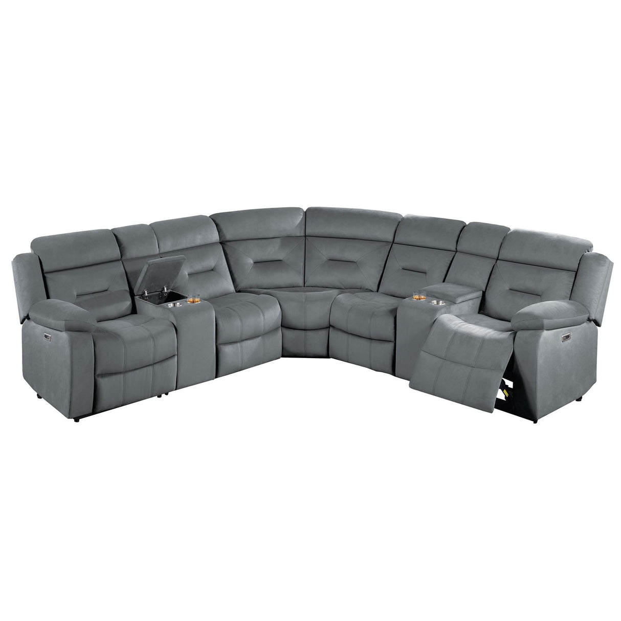 Power Reclining Sectional Set With Console Cup Holders