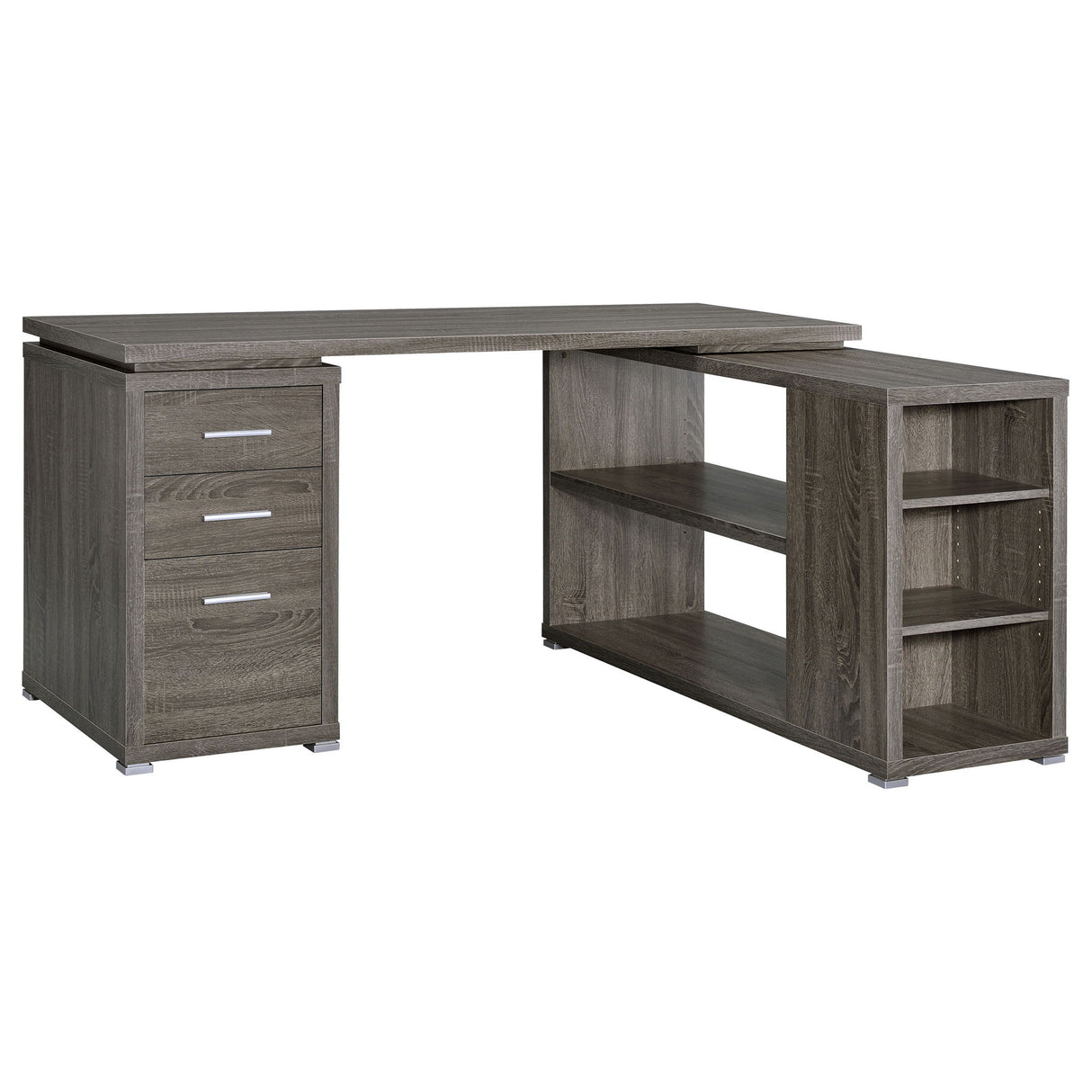 Tona - L-Shape Computer Desk With 3 Drawers And 5 Shelves