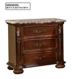 3 Drawer Nightstand, Bedside Table Hand Carved Storage For Bedroom - Cherry