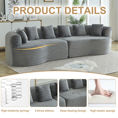 Sectional Sofa, Oversized 4 Seater With Deep Seat Design