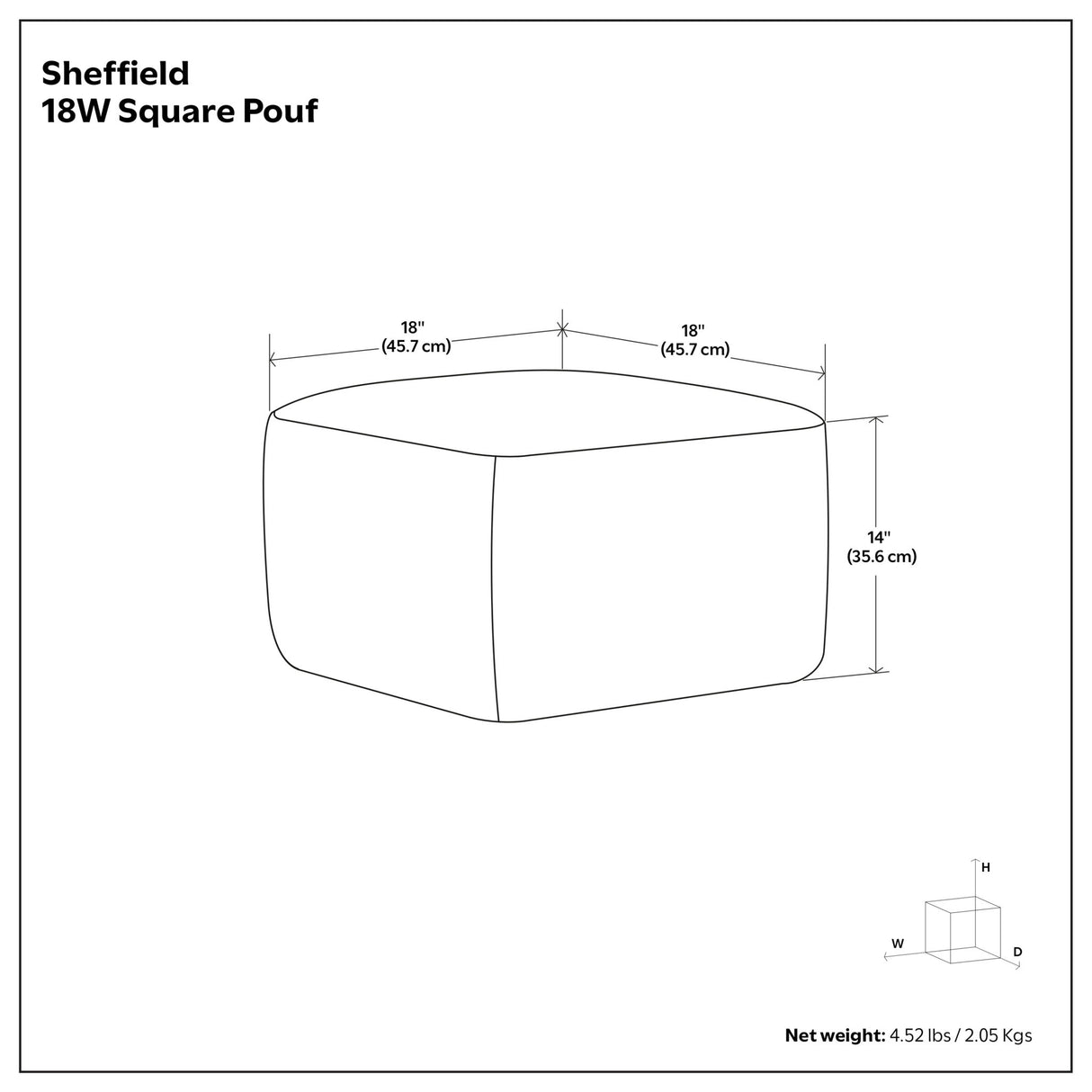 Sheffield - Square Pouf - Distressed Dark Brown