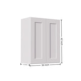 Shaker Wall Cabinet With Soft Close Hinges, Adjustable Shelves, Double Door