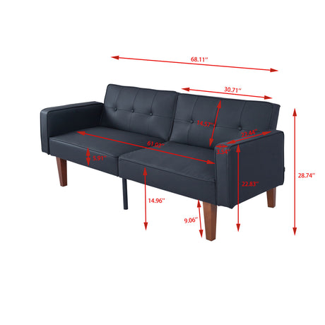 Convertible Futon Sofa Bed With Adjustable Split Back, Twin Size Sleeper Couch - Black