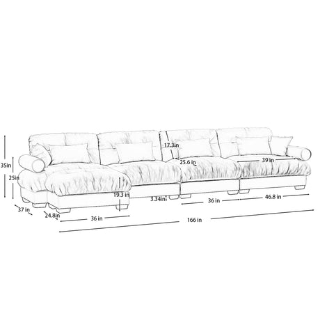 Super Comfort Oversized Modular Sectional Sofa With Movable Ottoman