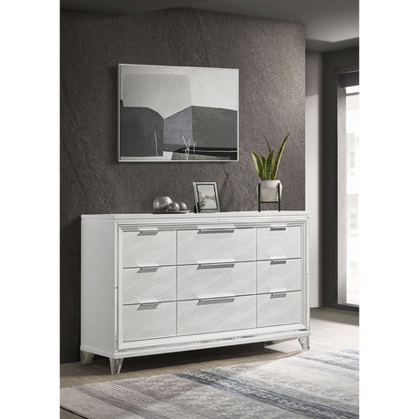 9 Drawer Dresser Cabinet With Picture Framed Fronts - White