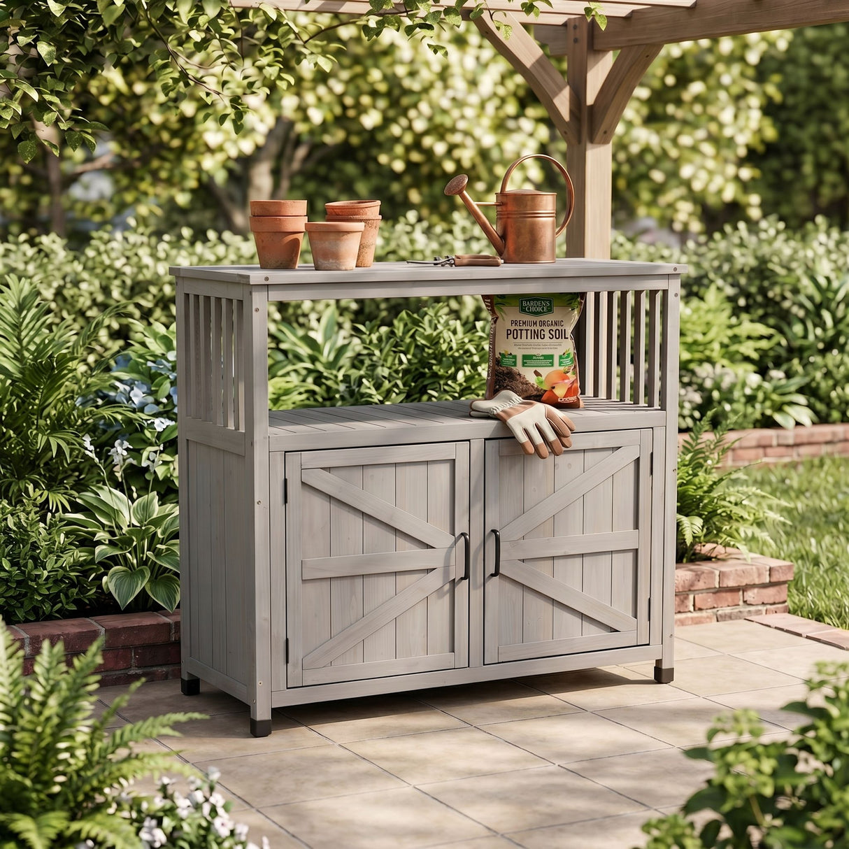 Patio Bar Table Set With Storage