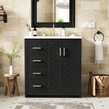 Retro Style Bathroom Vanity With 3 Drawers & Soft-Closing Doors