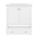 30" Bathroom Vanity With Sink Combo Undermount Sink, Cabinet With Doors And Drawer - White