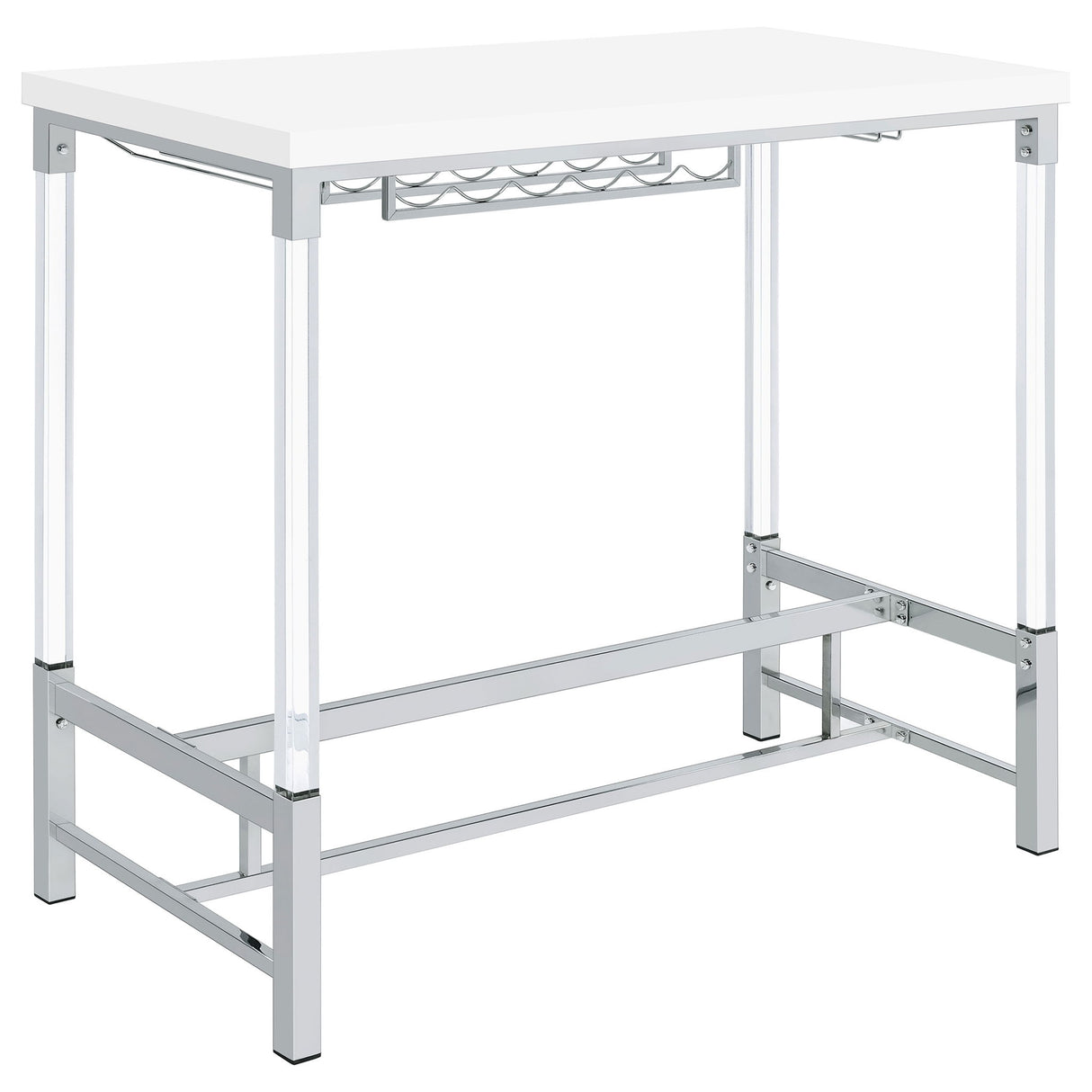 Tonneson - Bar Table With Trestle Base And Wine Storage - White
