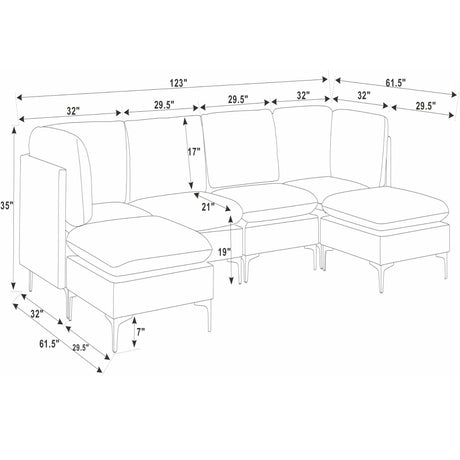 Upholstered Modular Sectional With Medium Firm Seat Cushion - Almond
