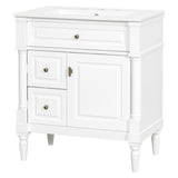 Modern Bathroom Vanity With Sink, Freestanding Cabinet With Flip Drawer & Adjustable Shelf