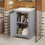 Bathroom Vanity With Sink, Freestanding Single Cabinet Set, Soft Close Door, Adjustable Shelf