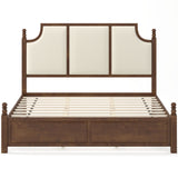 Farmhouse Platform Bed Frame & Tall Upholstered Headboard