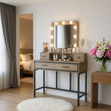 Vanity Desk With 3 Color Lighted Mirror And 4 Drawers