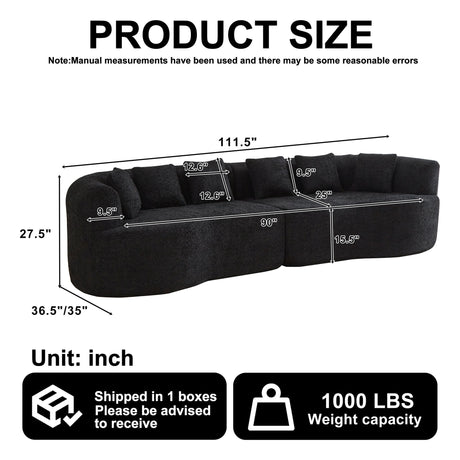 Curved Sectional Sofa With 6 Pillows