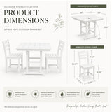 Outdoor Patio Dining Set, Square Table With Umbrella Hole And Armless Chairs
