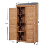 Outdoor Storage Shed With Vertical Tool Cabinet For Backyard
