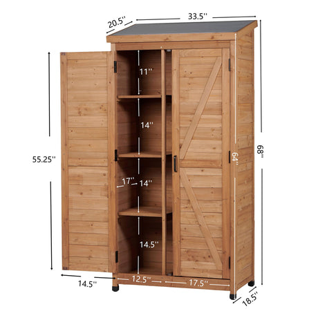 Outdoor Storage Shed With Vertical Tool Cabinet For Backyard