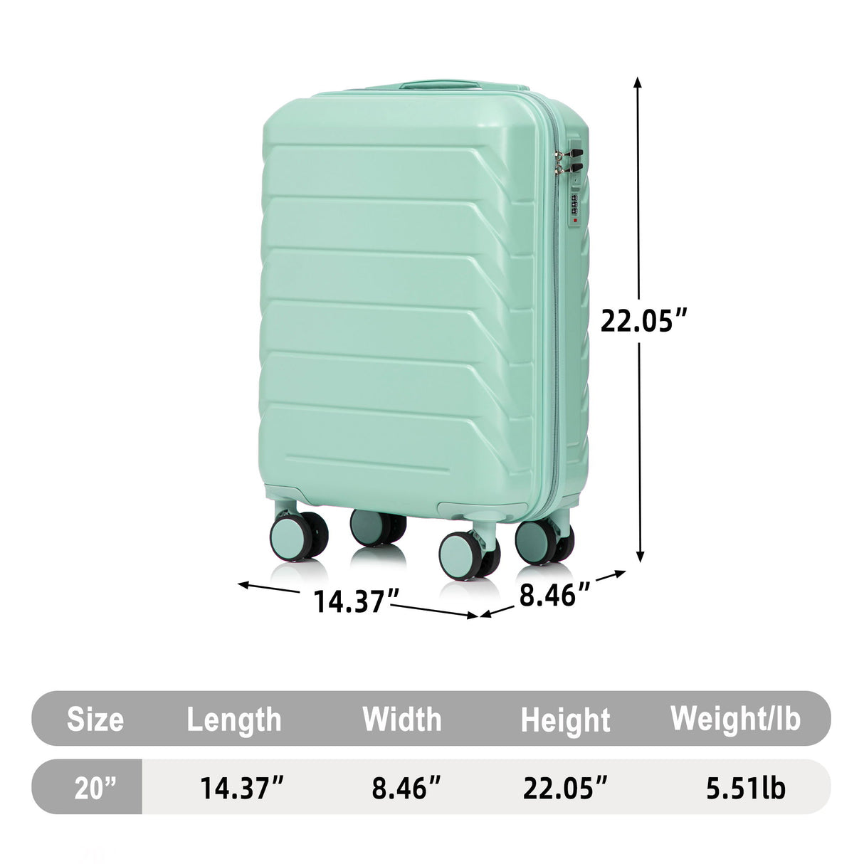 Hard Shell Travel Luggage With Scratch Resistant Surface