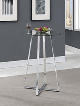 Zanella Round 30-inch Glass Top Bistro Bar Table Chrome - 100026