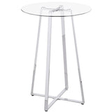Zanella Round 30-inch Glass Top Bistro Bar Table Chrome - 100026