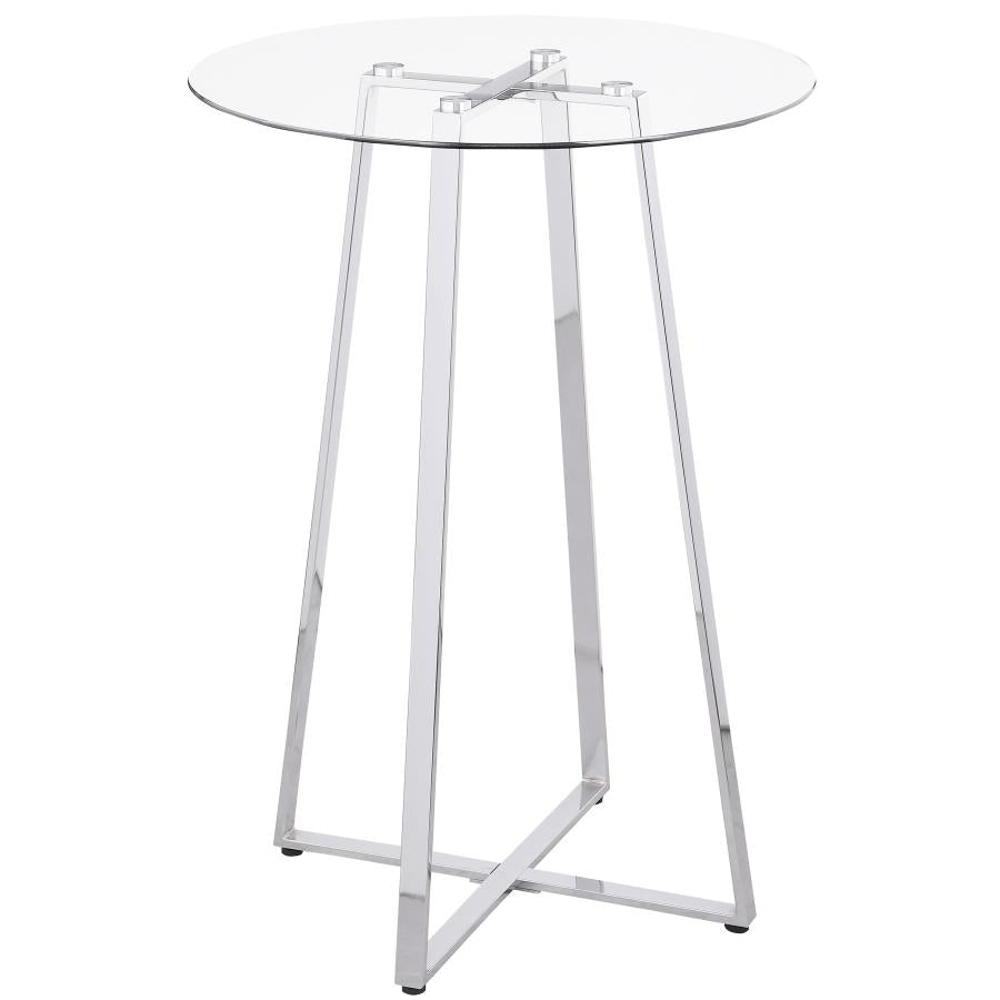 Zanella Round 30-inch Glass Top Bistro Bar Table Chrome - 100026