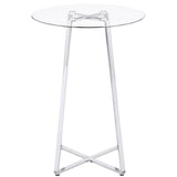 Zanella Round 30-inch Glass Top Bistro Bar Table Chrome - 100026