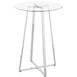 Zanella Round 30-inch Glass Top Bistro Bar Table Chrome - 100026