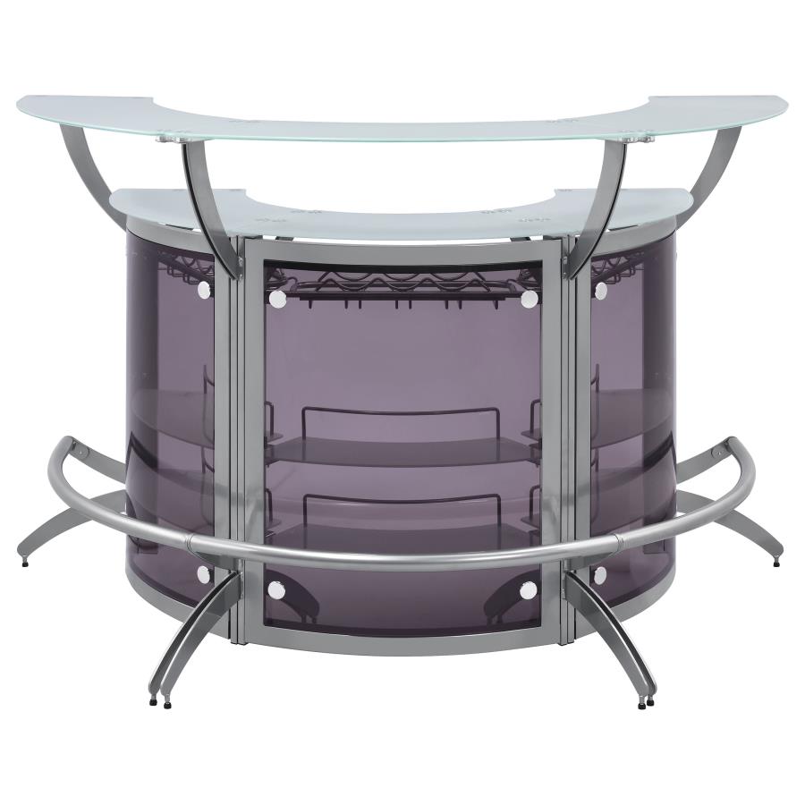 Dallas 3-piece Curved Freestanding Home Bar Cabinet Silver - 100135-S3