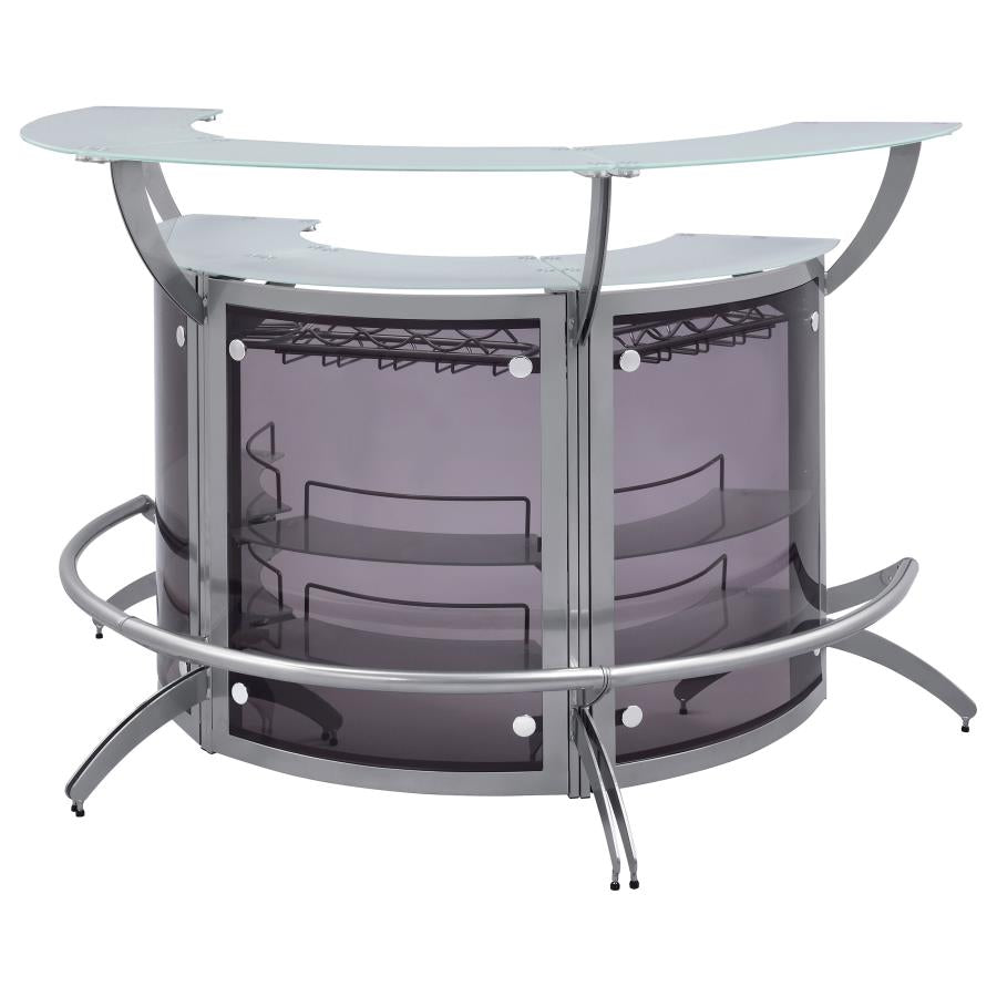Dallas 3-piece Curved Freestanding Home Bar Cabinet Silver - 100135-S3