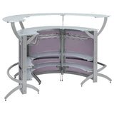 Dallas 3-piece Curved Freestanding Home Bar Cabinet Silver - 100135-S3