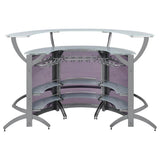 Dallas 3-piece Curved Freestanding Home Bar Cabinet Silver - 100135-S3