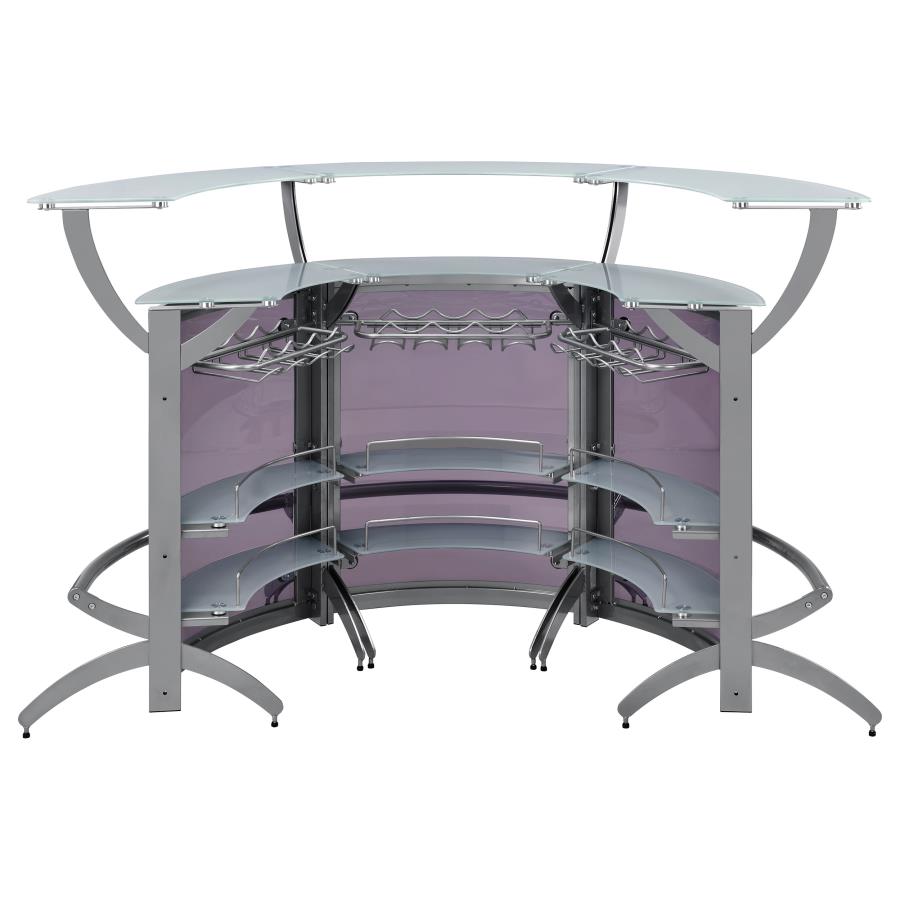 Dallas 3-piece Curved Freestanding Home Bar Cabinet Silver - 100135-S3