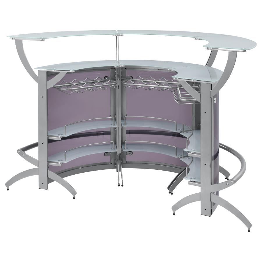 Dallas 3-piece Curved Freestanding Home Bar Cabinet Silver - 100135-S3