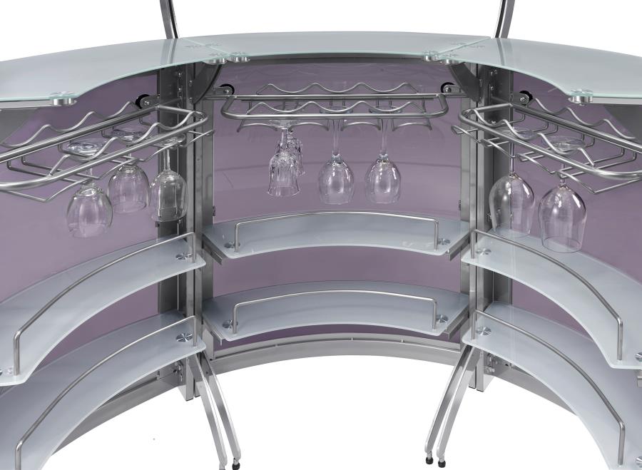 Dallas 3-piece Curved Freestanding Home Bar Cabinet Silver - 100135-S3