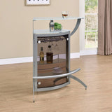 Dallas 2-shelf Curved Freestanding Home Bar Cabinet Silver - 100135