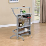Dallas 2-shelf Curved Freestanding Home Bar Cabinet Silver - 100135