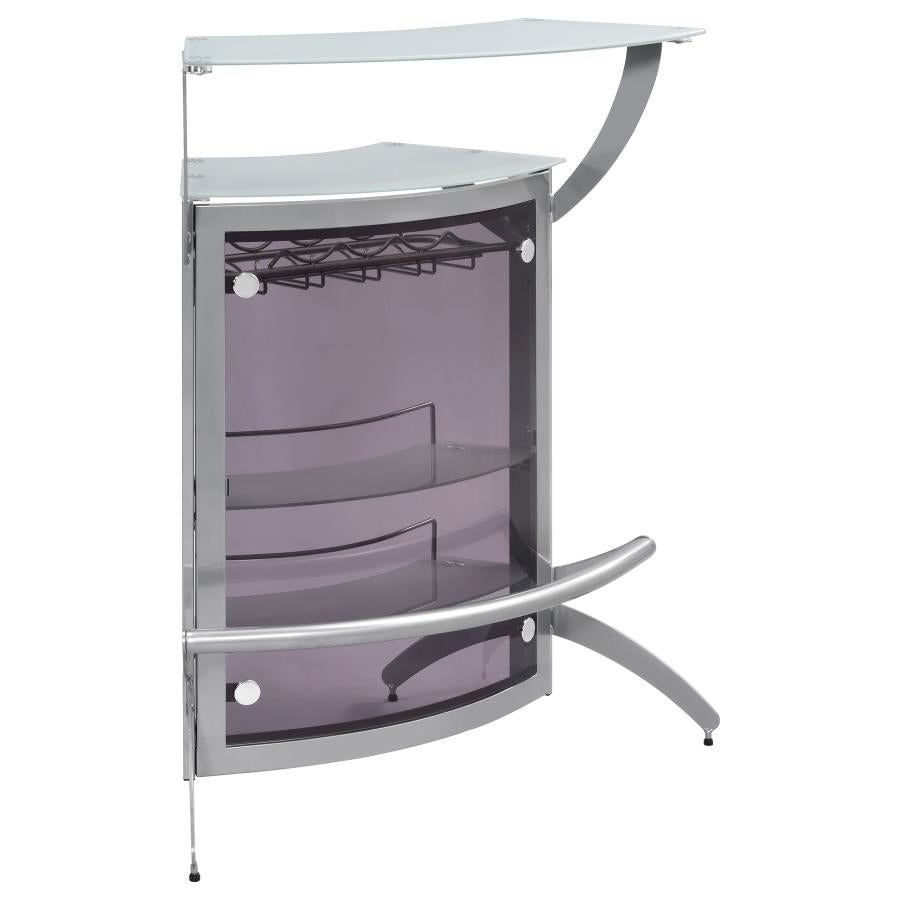 Dallas 2-shelf Curved Freestanding Home Bar Cabinet Silver - 100135