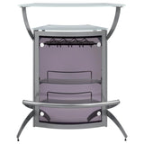 Dallas 2-shelf Curved Freestanding Home Bar Cabinet Silver - 100135