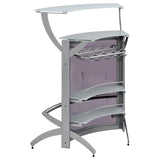 Dallas 2-shelf Curved Freestanding Home Bar Cabinet Silver - 100135
