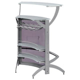 Dallas 2-shelf Curved Freestanding Home Bar Cabinet Silver - 100135