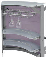 Dallas 2-shelf Curved Freestanding Home Bar Cabinet Silver - 100135