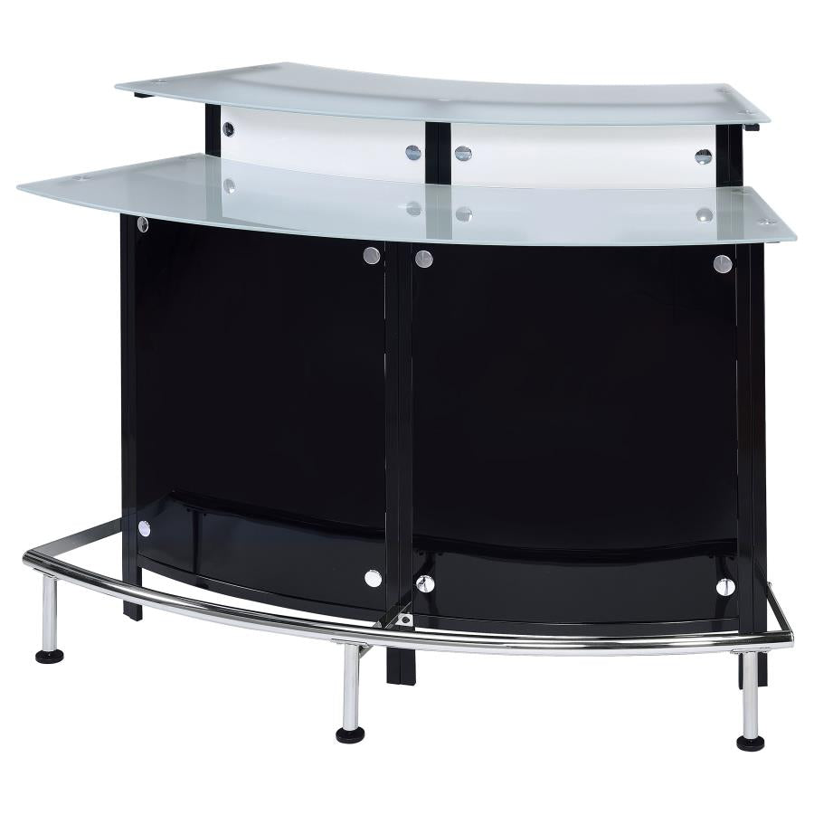 Keystone Curved Glass Top Home Bar Wine Cabinet Black - 100139