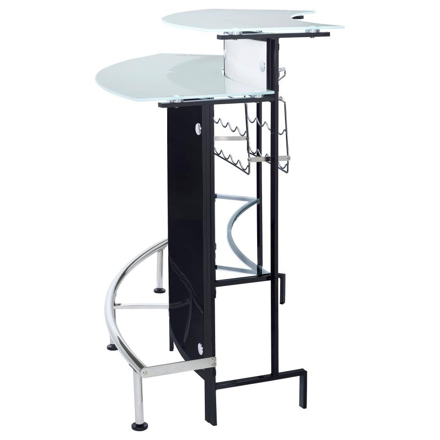 Keystone Curved Glass Top Home Bar Wine Cabinet Black - 100139