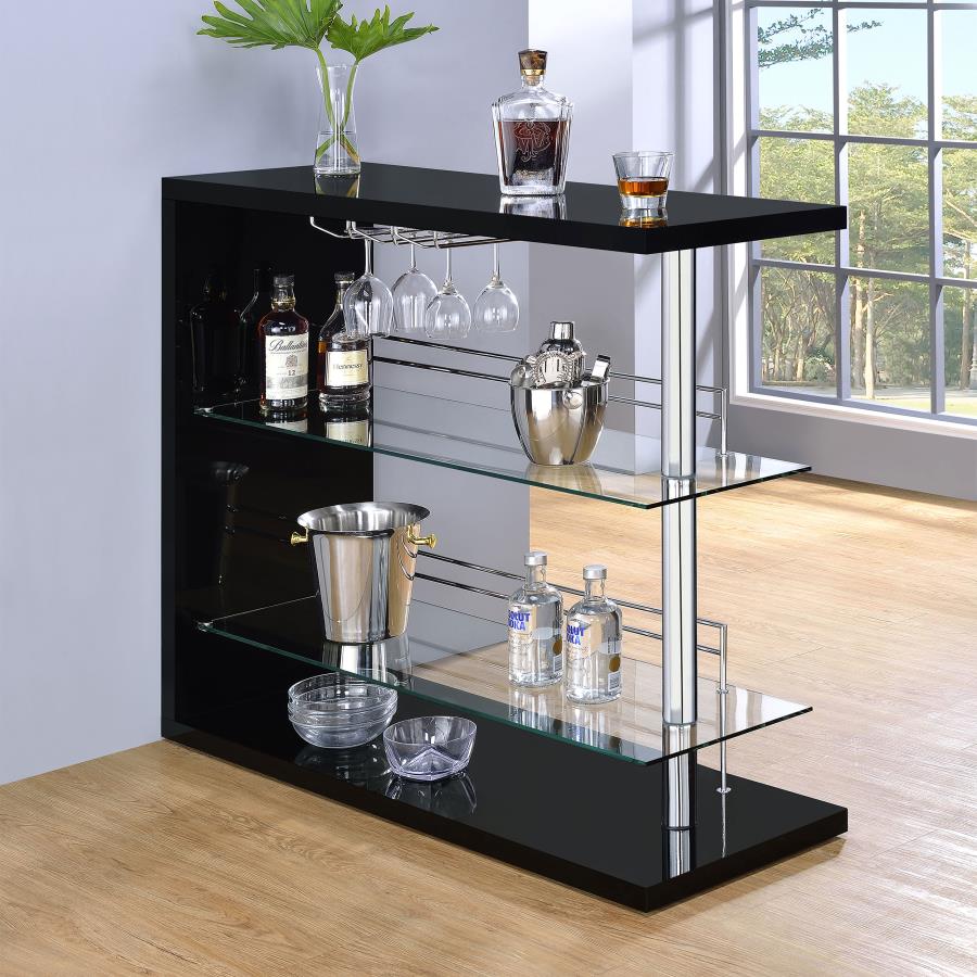Prescott Rectangular Home Wine Table Black High Gloss - 100165