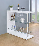 Prescott Rectangular Home Bar Table White High Gloss - 100167