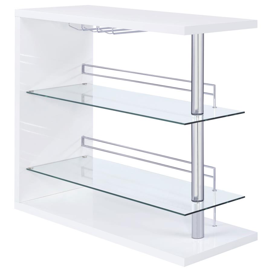 Prescott Rectangular Home Bar Table White High Gloss - 100167