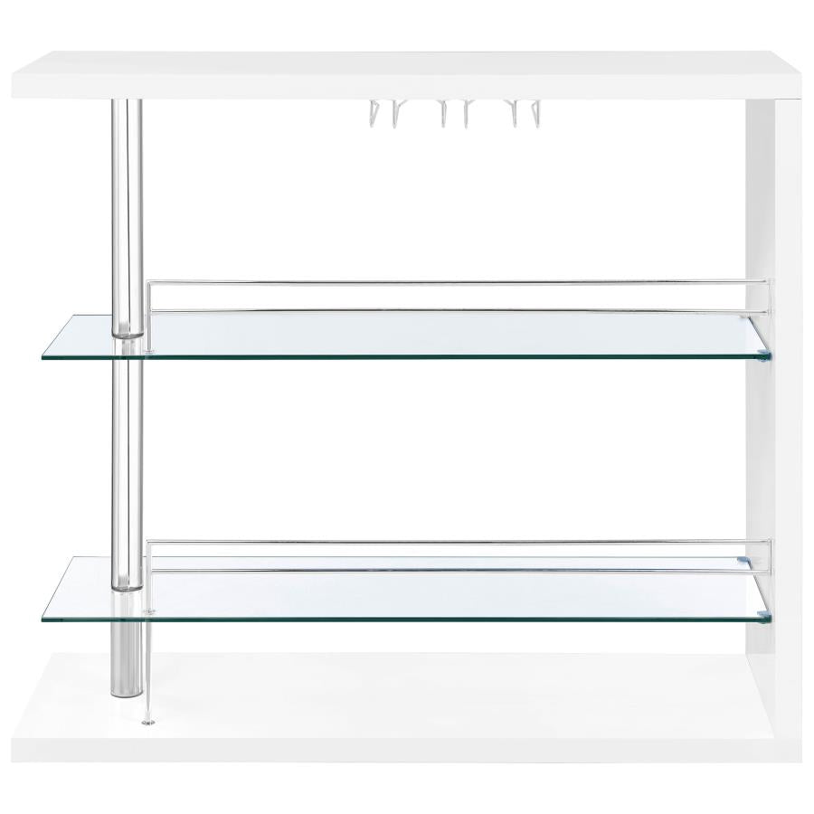 Prescott Rectangular Home Bar Table White High Gloss - 100167