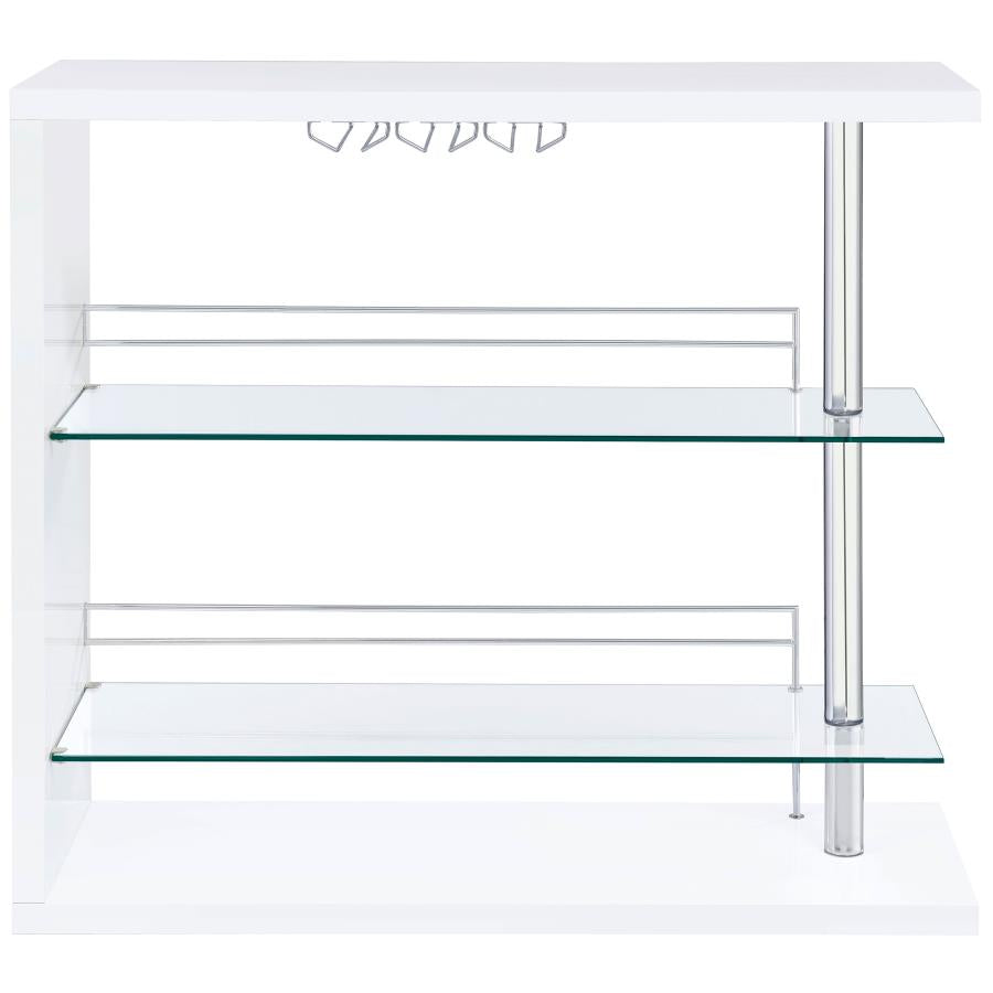 Prescott Rectangular Home Bar Table White High Gloss - 100167