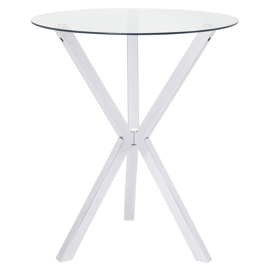 Denali Round 35-inch Glass Top Bistro Bar Table Chrome - 100186